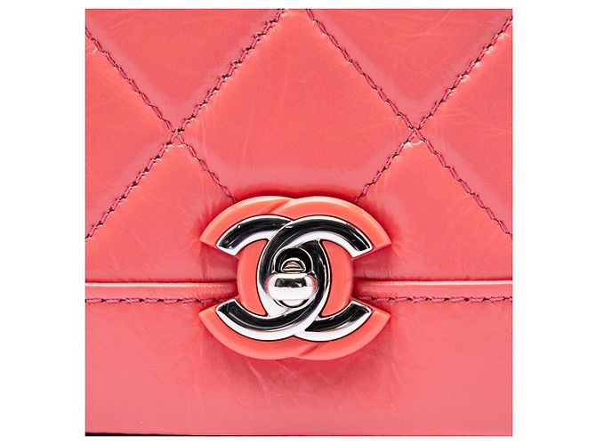 Chanel Pink Small Quilted Crumpled Calfskin Bi Vintage Full Flap Rosa - vista 5