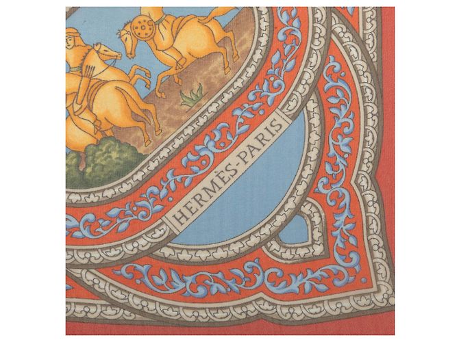 Lenço de seda Hermès Orange Qalamdan 90 Vermelho Laranja - vista 3