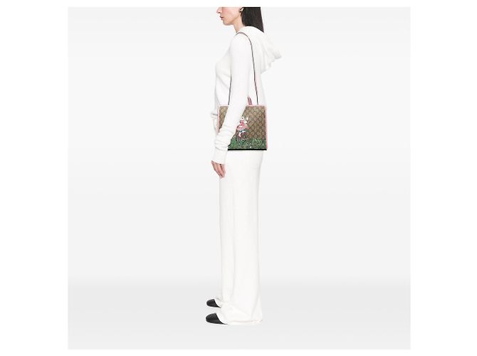 Borsa Satchel Gucci Beige Yuko Higuchi GG Supreme Rabbit - vista 6