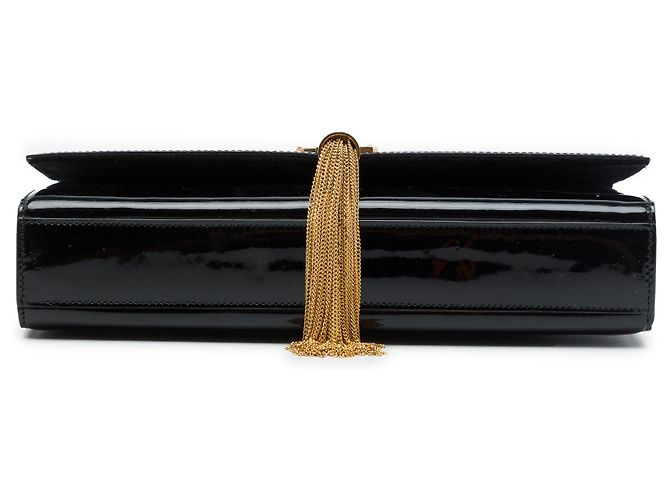 Autre Marque Saint Laurent Black Medium Patent Classic Monogram Kate Tassel Crossbody Nero - vista 3