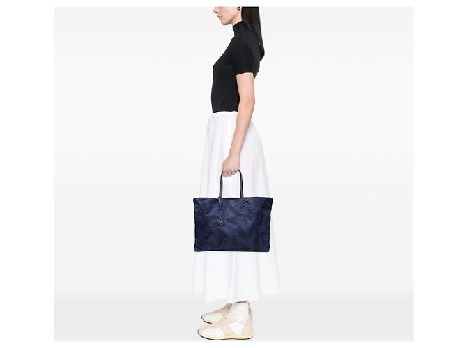 Bottega Veneta Blue Nylon Intrecciolusion Tote Blau - Ansicht 8