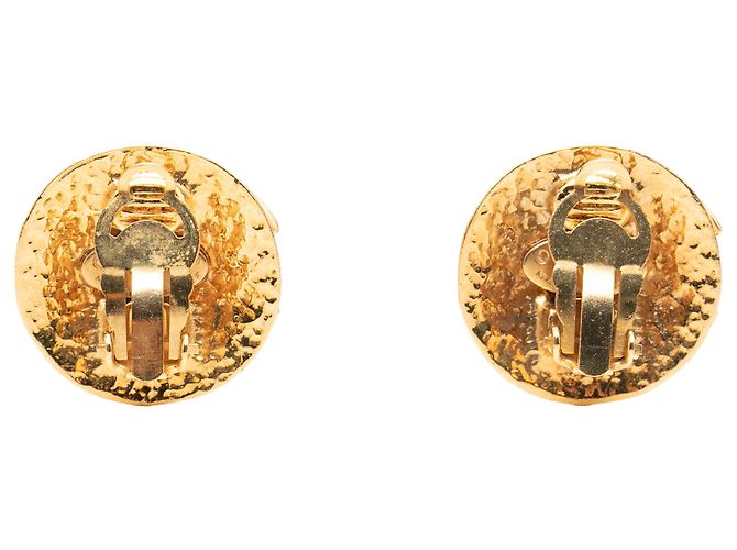 Chanel Gold CC Vergoldete Runde Clip-On Ohrringe Golden - Ansicht 2