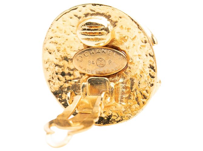 Chanel Gold CC Vergoldete Runde Clip-On Ohrringe Golden - Ansicht 3