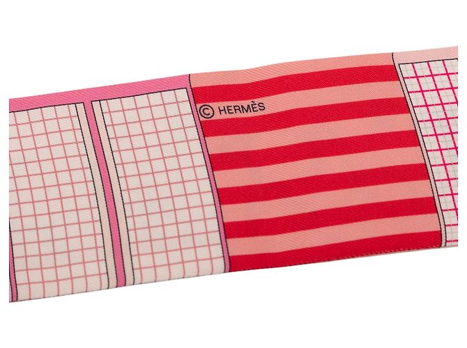 Twilly in seta Hermès Pink Couvertures Nouvelles Rosa - vista 5