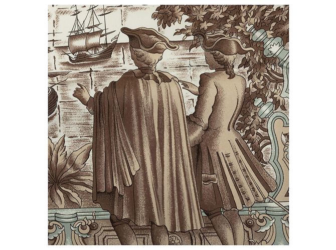 Lenço de seda Hermès Gray Azvlejos 90 Marrom - vista 3