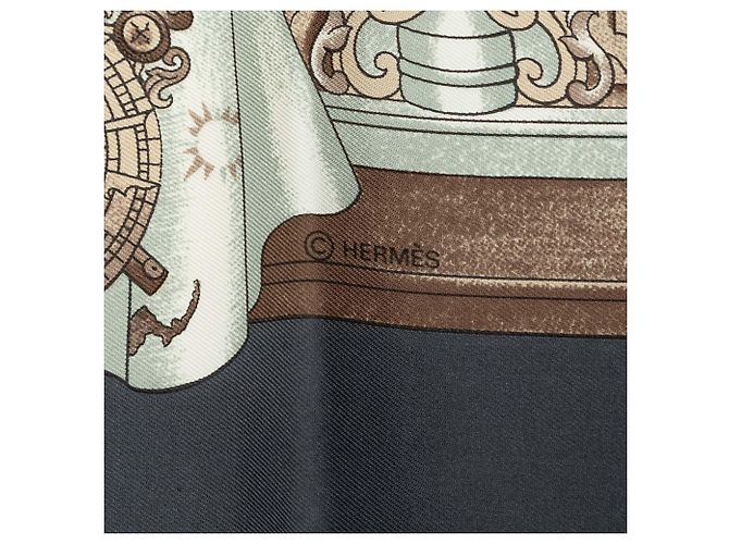 Lenço de seda Hermès Gray Azvlejos 90 Marrom - vista 6