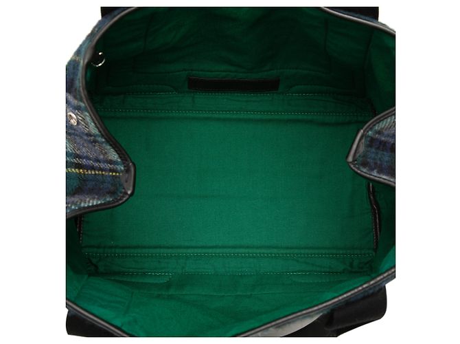 Balenciaga Cabas S in lana a quadri verde e blu navy Verde scuro - vista 4