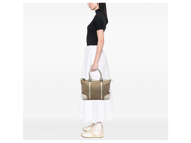 Gucci Lovely Tote aus beigem GG Canvas - Ansicht 5