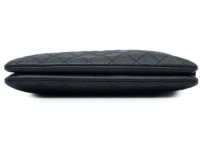 Chanel Black Quilted Caviar Boy O Case Zip Clutch Schwarz - Ansicht 3