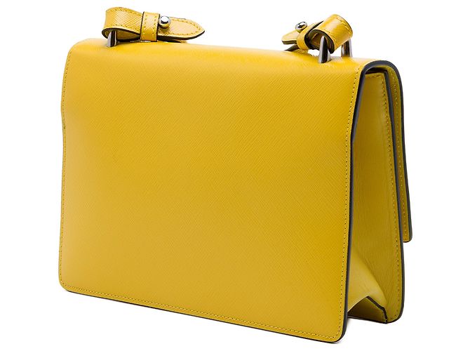 Prada Yellow Saffiano Lux Sound Lock Crossbody Amarillo - vista 2