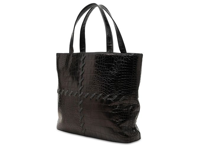 Autre Marque Bolso tote Saint Laurent de piel grabada efecto cocodrilo negro - vista 2