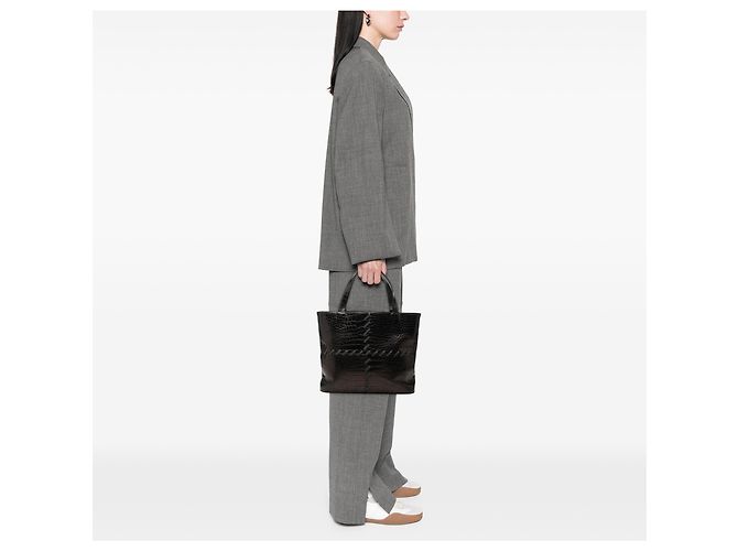 Autre Marque Bolso tote Saint Laurent de piel grabada efecto cocodrilo negro - vista 6