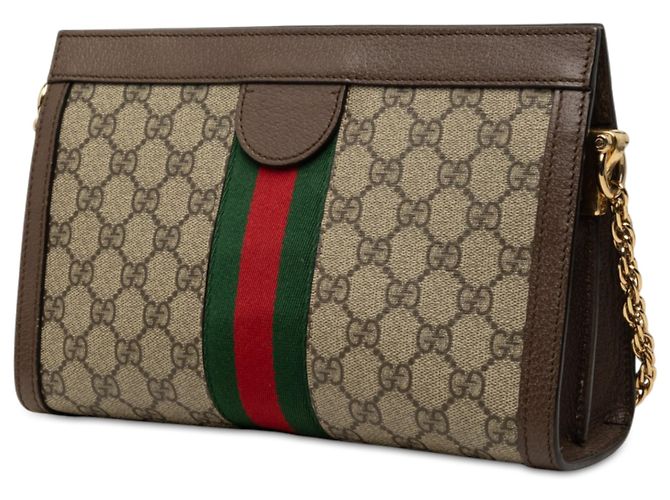Gucci Beige Small GG Supreme Web Ophidia Chain Crossbody - vista 2