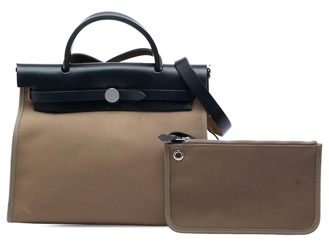 Hermès Brown Toile Herbag Zip 31 Castaño Marrón claro - vista 6