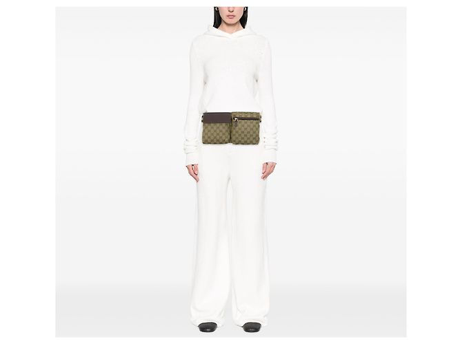Gucci Beige GG Canvas Web Double Pocket Belt Bag - view 6