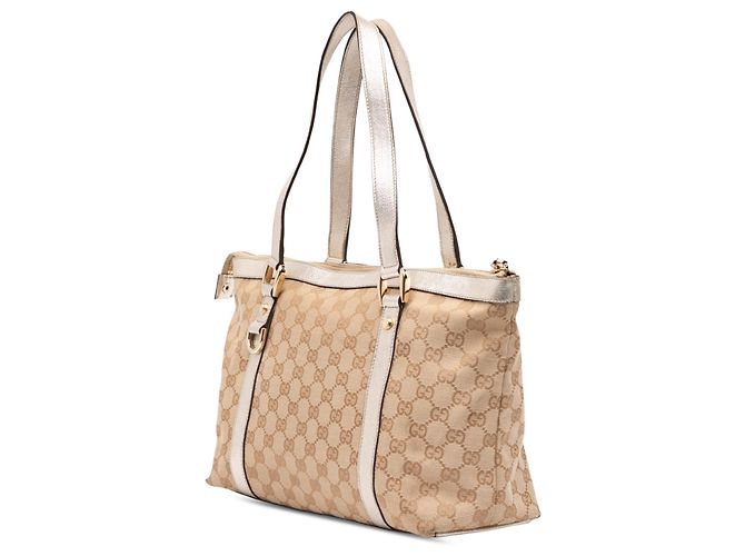 Gucci Abbey D Ring Tote aus beigem GG Canvas - Ansicht 2