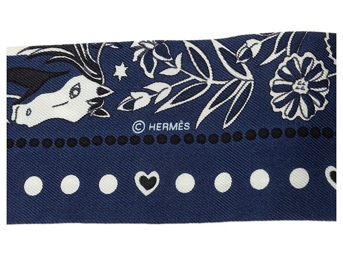 Pañuelo Twilly de seda Hermès Blue Entre Ciel Et Mer Azul Azul oscuro - vista 3