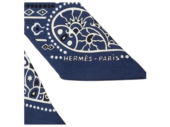 Pañuelo Twilly de seda Hermès Blue Entre Ciel Et Mer Azul Azul oscuro - vista 4