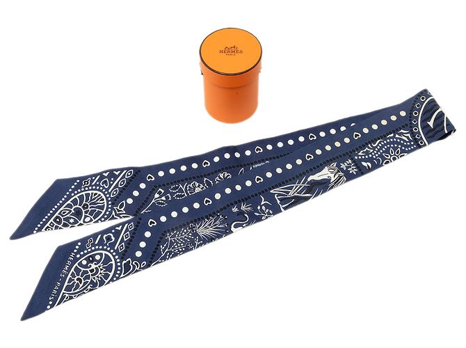 Pañuelo Twilly de seda Hermès Blue Entre Ciel Et Mer Azul Azul oscuro - vista 6