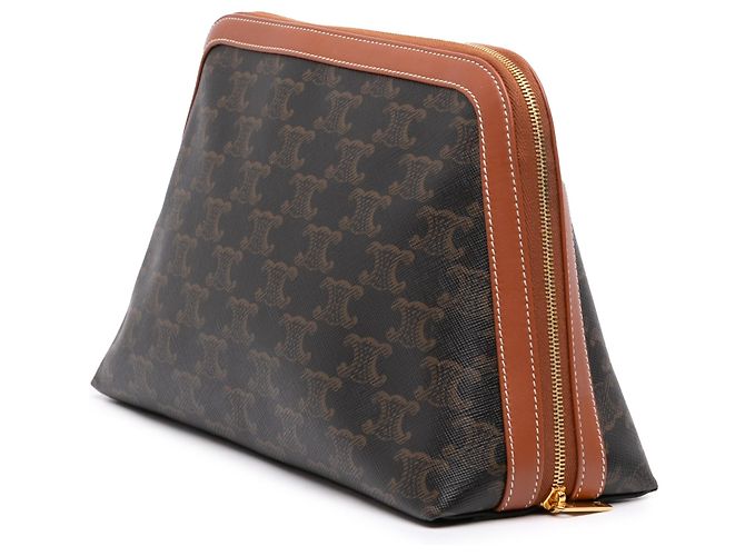 Céline Pochette Celine Brown Triomphe Coated Canvas Marron Marron foncé - vue 2