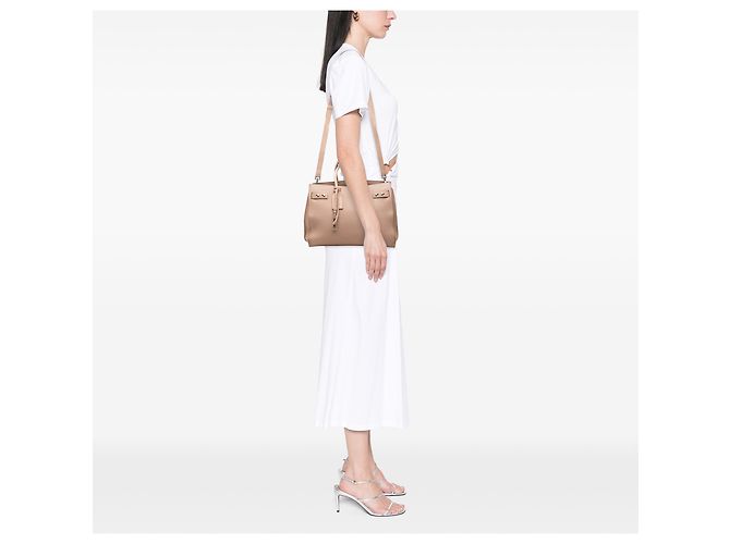 Autre Marque Saint Laurent Sac De Jour Satchel Small in pelle di vitello grana marrone morbida Carne - vista 6