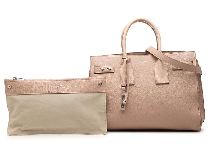 Autre Marque Saint Laurent Sac De Jour Satchel Small in pelle di vitello grana marrone morbida Carne - vista 7