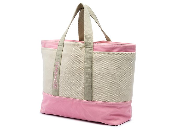 Chanel Beige Large Bicolor Canvas Sports Ligne Tote - Ansicht 2