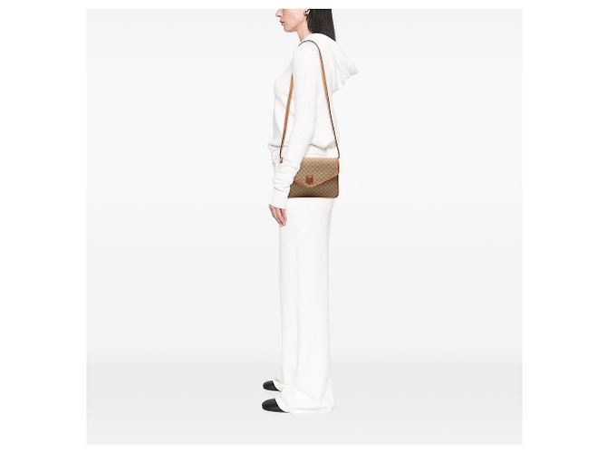 16 Céline Bolso bandolera Celine Beige Macadam Coated Canvas - vista 6