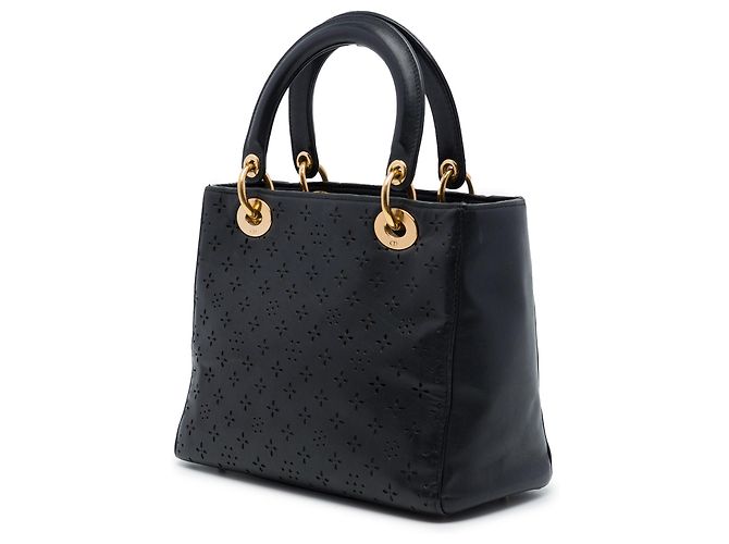Autre Marque Dior Black Medium Perforated Calfskin Flower Lady Dior Nero - vista 2