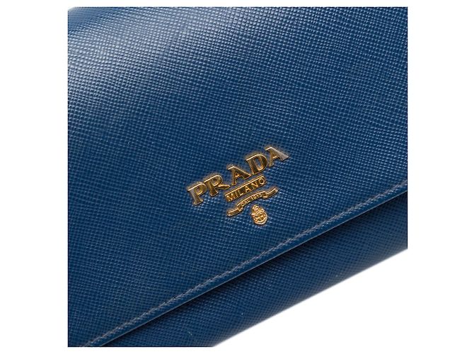 Carteira com Corrente Prada Blue Saffiano Azul - vista 5