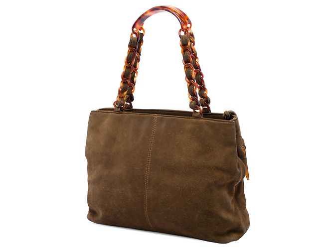 Bolso Tote Chanel CC de gamuza marrón con cadena de carey Castaño - vista 2