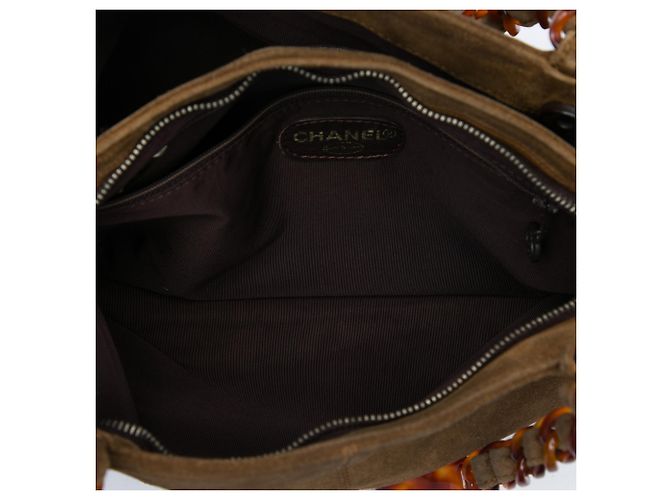 Bolso Tote Chanel CC de gamuza marrón con cadena de carey Castaño - vista 4