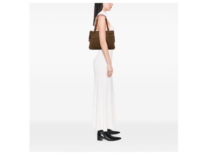Bolso Tote Chanel CC de gamuza marrón con cadena de carey Castaño - vista 5