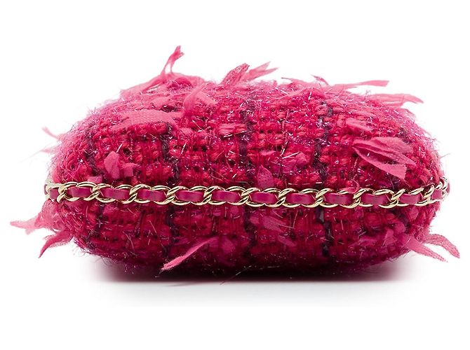 Chanel Handyhalter mit Kette aus rosa Tweed Pink - Ansicht 3