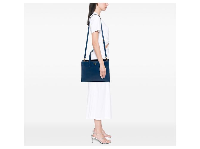 Sac Tote Prada Blue Saffiano Soft Triple Pocket Bleu Bleu foncé - vue 6