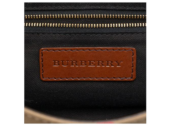 Borsa a tracolla Burberry Bridle Abbott in pelle marrone e tela House Check - vista 5