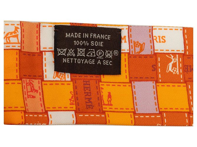 Lenço Twilly de seda Hermès Orange Bolduc Au Carre Laranja - vista 2