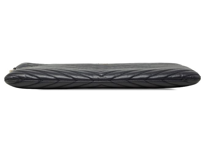 Autre Marque Saint Laurent Dokumentenhalter aus blauem Leder mit Chevron-Monogramm Marineblau - Ansicht 3