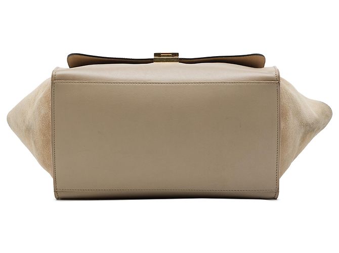 Céline Celine Beige Medium Trapeze Satchel aus bicolor Kalbsleder und Wildleder - Ansicht 3