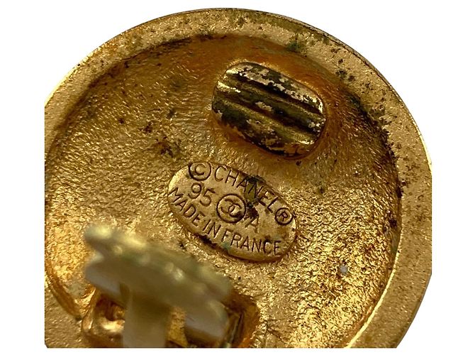 Chanel Gold CC Vergoldete Runde Clip-On Ohrringe Golden - Ansicht 4