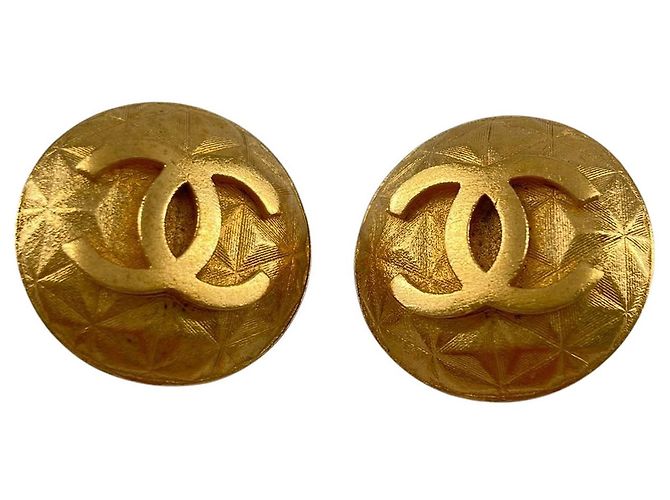 Chanel Gold CC Vergoldete Runde Clip-On Ohrringe Golden - Ansicht 6