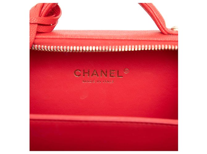 Chanel Red Small Caviar CC Filigree Vanity Case Rouge - vue 5