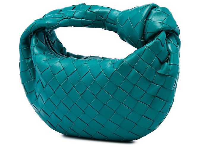 Bottega Veneta Mini Jodie in Nappa Intrecciato Blu Turchese - vista 2