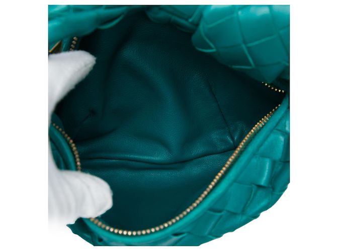 Bottega Veneta Mini Jodie in Nappa Intrecciato Blu Turchese - vista 4