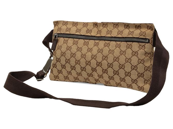 Bolso cinturón Gucci de lona GG beige con doble bolsillo - vista 2
