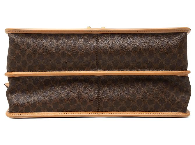 Céline Bolso Satchel Celine Brown Macadam Coated Canvas Castaño - vista 3