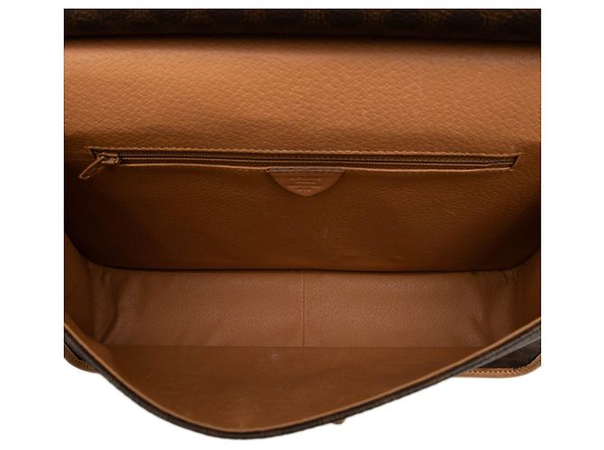 Céline Bolso Satchel Celine Brown Macadam Coated Canvas Castaño - vista 4
