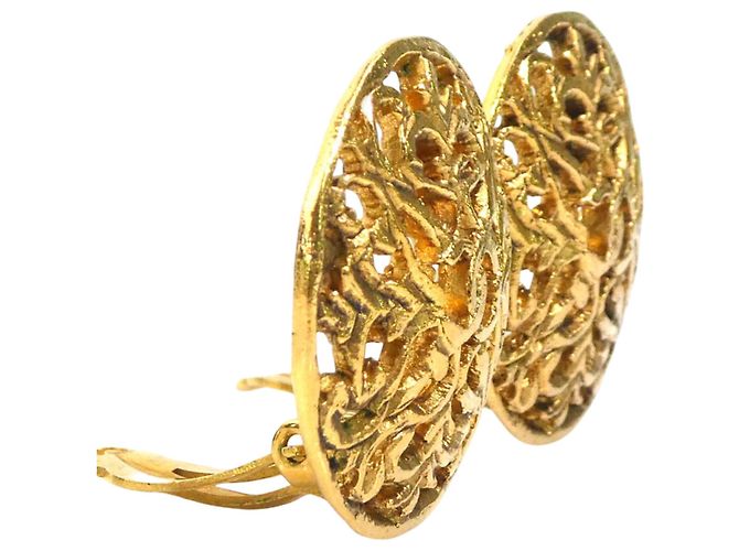 Orecchini a clip rotondi in filigrana placcati oro Chanel Gold CC D'oro - vista 5