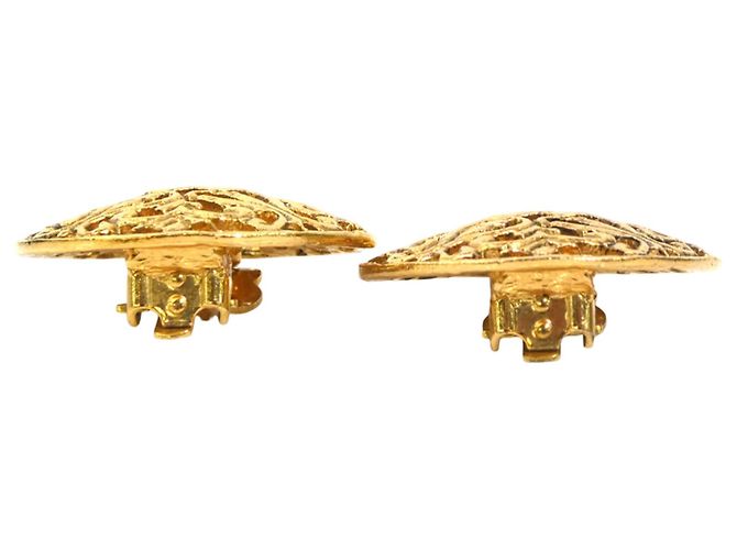 Orecchini a clip rotondi in filigrana placcati oro Chanel Gold CC D'oro - vista 8
