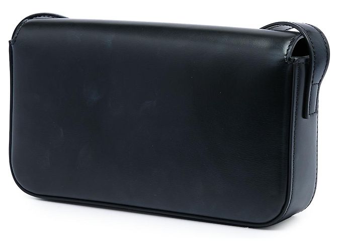 Céline Celine Claude Schultertasche aus glänzendem schwarzem Kalbsleder mit Triomphe - Ansicht 2